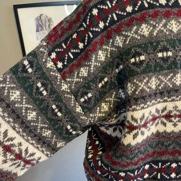 Woolrich Fair Isle Gray Wool Sweater XL - Picture 4 of 11